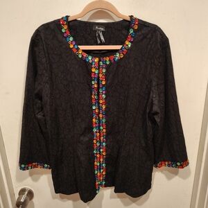 Analogy Women's Embellished Black Art To Wear Jacket Blazer Sz XL Glam Evening